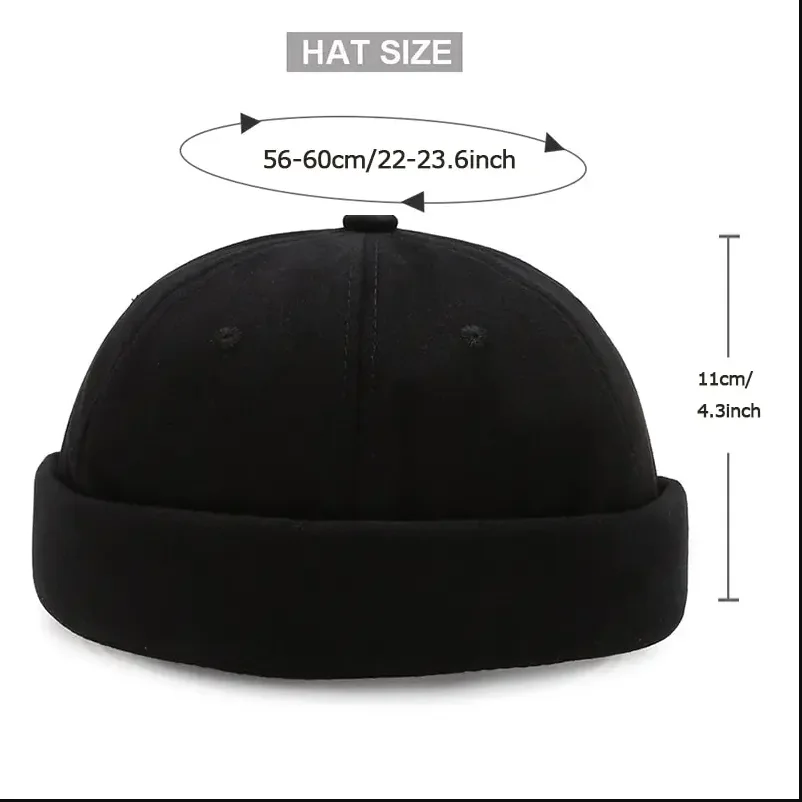 YAEA Men Summer Cotton Brimless Skullies Cap Vintage Simple Street Portable Docker Hats Lovers Multipurpose Beanie Hip Hop Hat