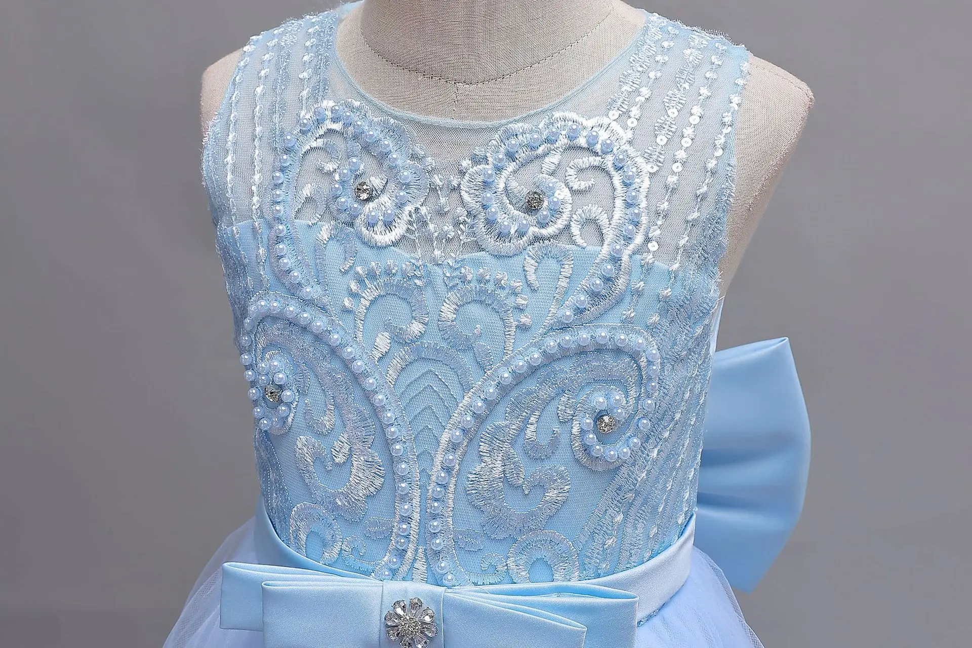 4-12 Jahre Altes Mädchen Elegantes Kleid Transparentes Festliches Geburtstags-Prinzessinnenkleid Langes Karnevals-Abendkleid Sommerkleidung – Detail 20