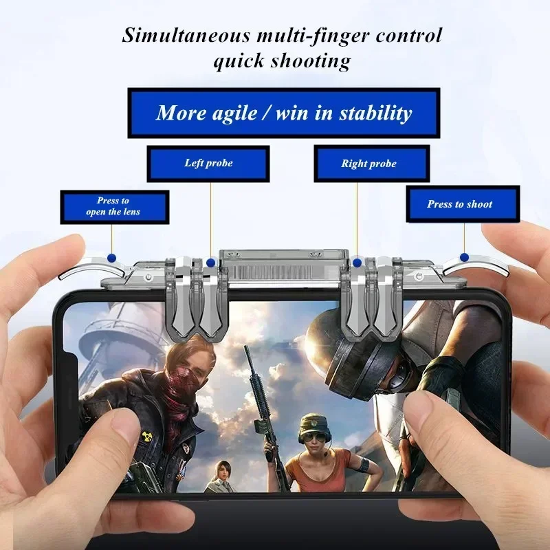 Z06 6 Fingers Adjustable Phone Gamepad for PUBG Gaming Controller Shooter Trigger Fire Handle Button Joystick for IPhone Android