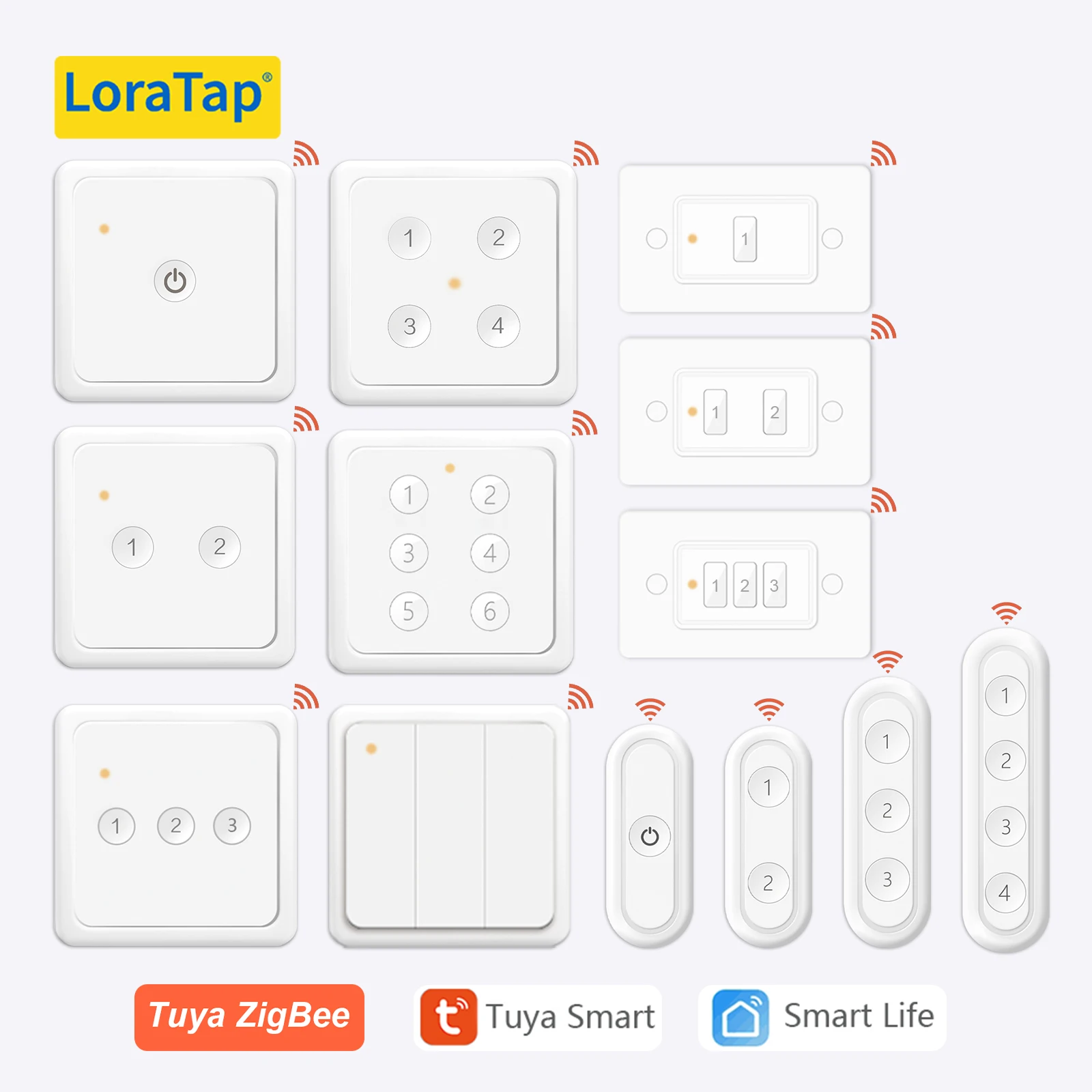 LoraTap ZigBee 3.0 Bezprzewodowy 13 typów przycisków Pilot UE USA Tuya Automatyka scen Przełącznik sterowania Smart Life App