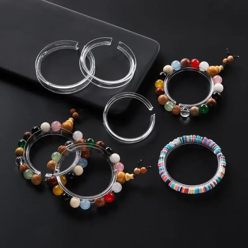 

10pcs 57mm Transparent Round Bracelet Holder Stand Organizer Display Shelves Findings Jewelry Accessories Making Supplies