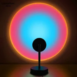 Projector Led Night Light USB Rainbow Sunset Red Sun Projection Desk Lamp for Bedroom Bar Coffee Store Wall Decoration Lighting