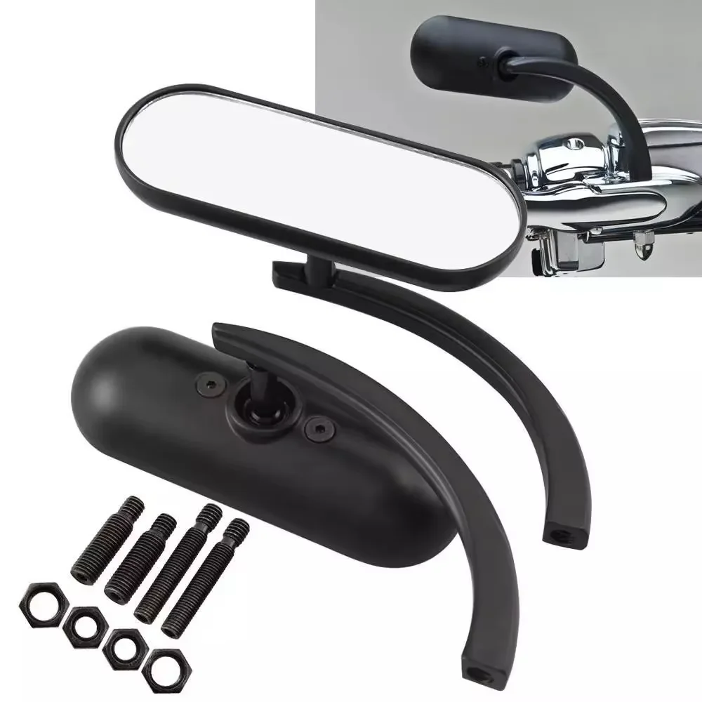 

2 черных мотоциклетных мини-овальных зеркала заднего вида для Harley Softail FXST FXR FXD C