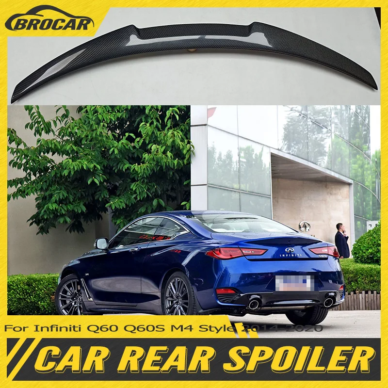 

For Infiniti Q60 Q60S 2014 - 2020 M4 Style ABS material car rear wing carbon fiber look rear spoiler trunk boot wing spoiler