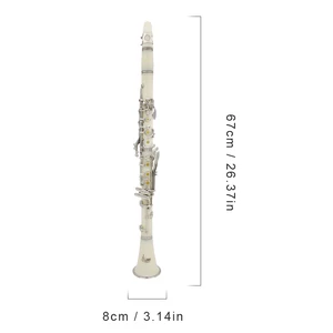 Bb Profesyonel 17 anahtar klarnet, beyaz eldivenler, temizlik bezi ve kutu, orkestra, müzik aletleri, borular, bıçaklar, 6 Büyük satış, fagot enstrümanı no. 6