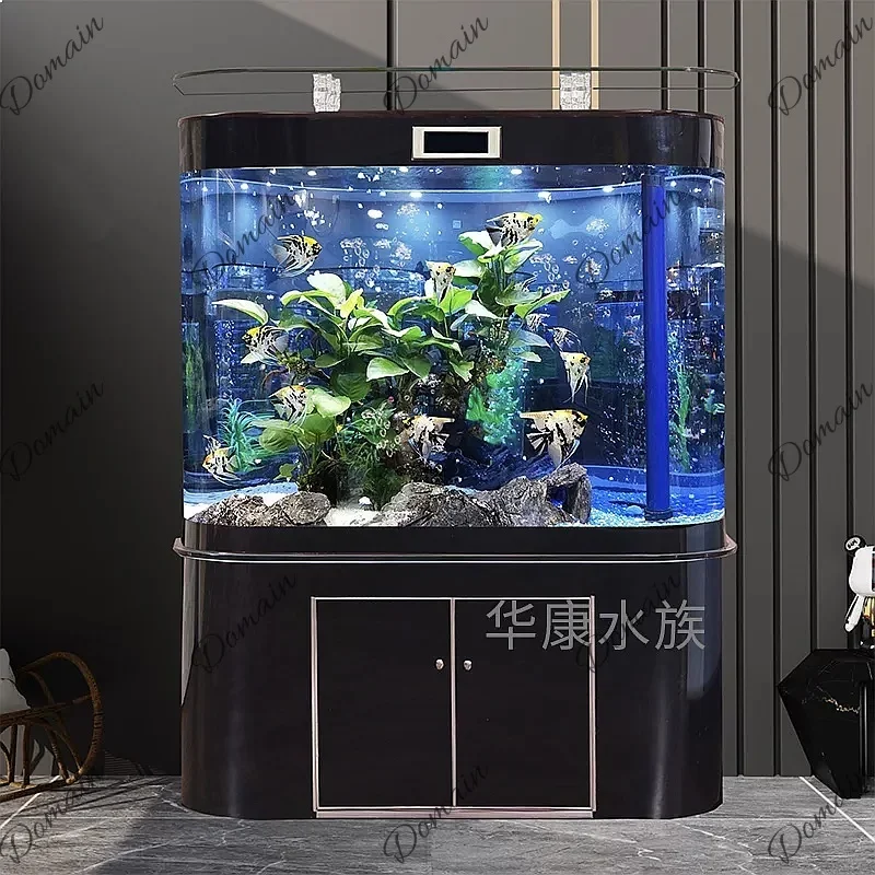 ZL New Double Round Large Wall Aquarium with Bottom Filter, Eco-Friendly Landscape Tank for Living Room Home
