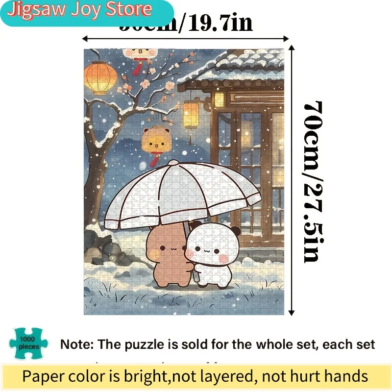 [2026 New Product] Puzzle Featuring Bubu And Dudu Bears in a Winter Snow Scene - Charming Couple Bears with Japanese Lanterns,