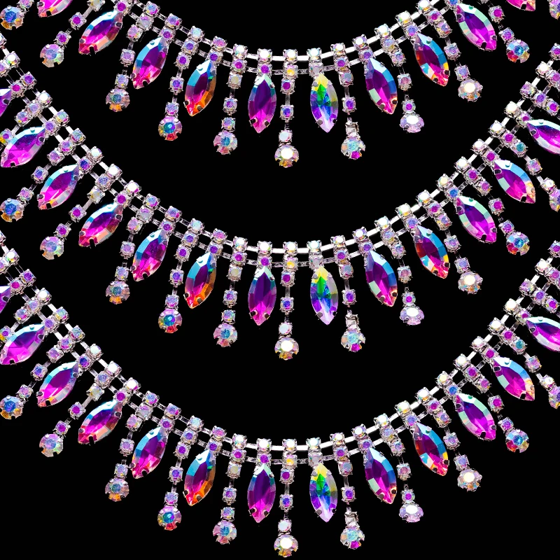 

DUCrystal 1Yard Rhinestone Glitter pendant Crystal Chain Sew/Glue Crystal Tassels Chain For Crafts Dress/Party Decoration