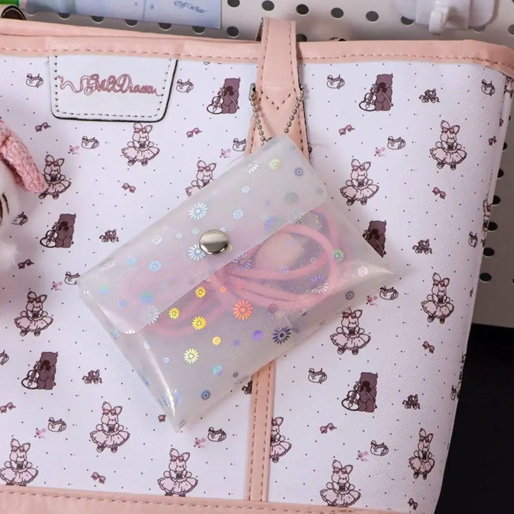 

Portable PVC Jelly Storage Bag Double-layer Snap-on Small Card Holder Transparent Waterproof Coin Purse
