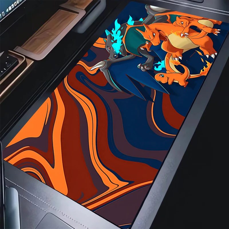 Anime Computer Mouse Pad Pokemon Charizard Gamer Mouse Pads Gaming Mousepad Soft Desk Mause Pad Edge White Keyboard Mouse Carpet