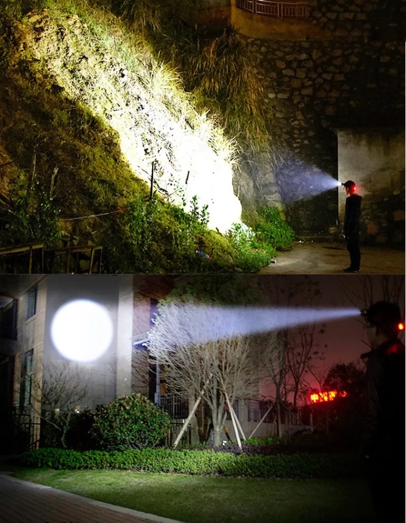 New Powerful LED Sensor Headlamp Rechargeable USB Head Flashlight High Power Long Range Outdoor Head Torch Fishing Head Lantern