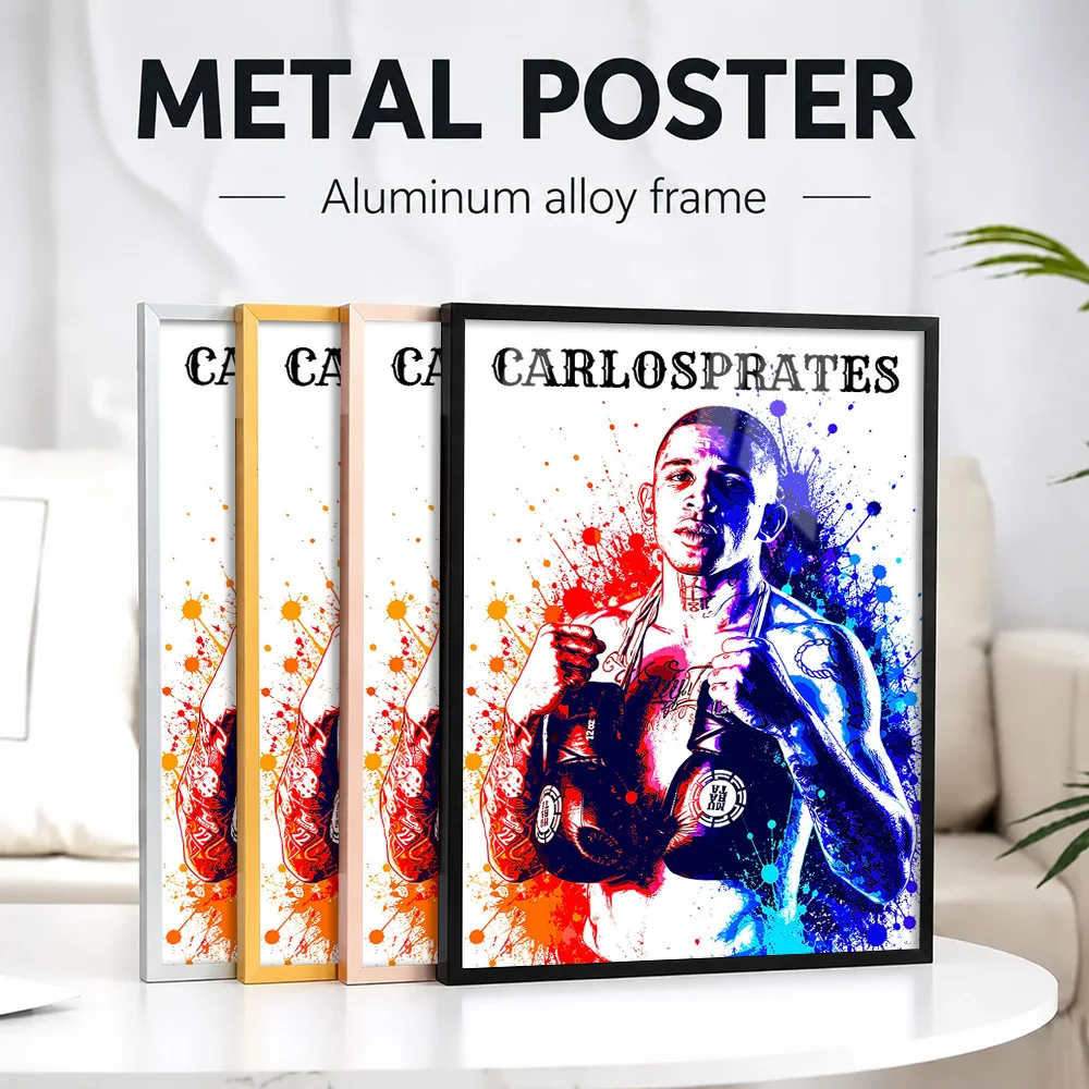 Carlos Prates Boxing Framed Aluminum Metal Poster Customized Photo Modern Combat Style Wall Art For Training Room MMA Fan Gift