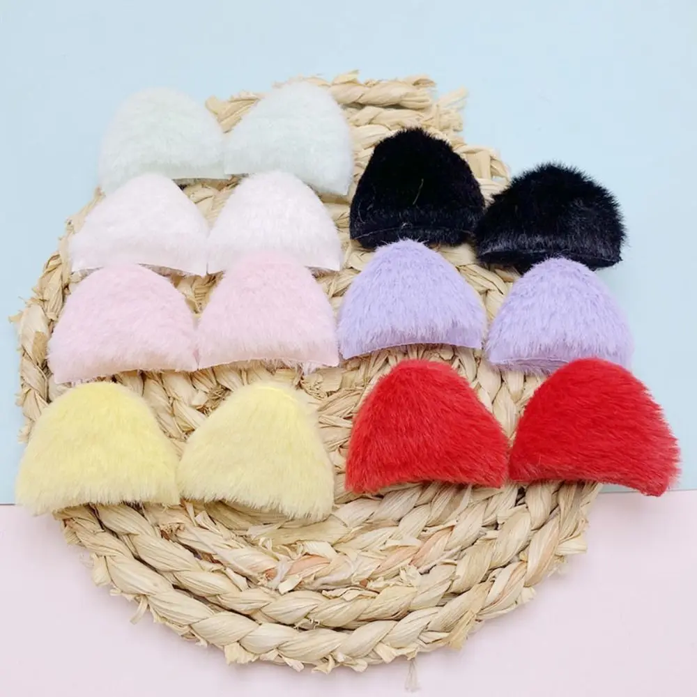 4CM Furry Felt Plush Padded Cat Ear Appliques For Children Headwear Accessories Clothes Sewing DIY Craft Patch