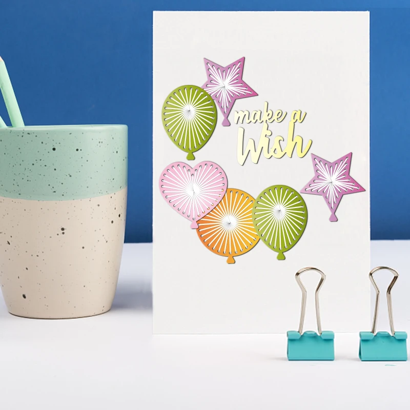 مجموعة بالونات معدنية لحفلات أعياد الميلاد ، قوالب قطع ذاتية الصنع ، قصاصات ، استنسل منقوش ، 2 مجموعة من 11 جزءًا