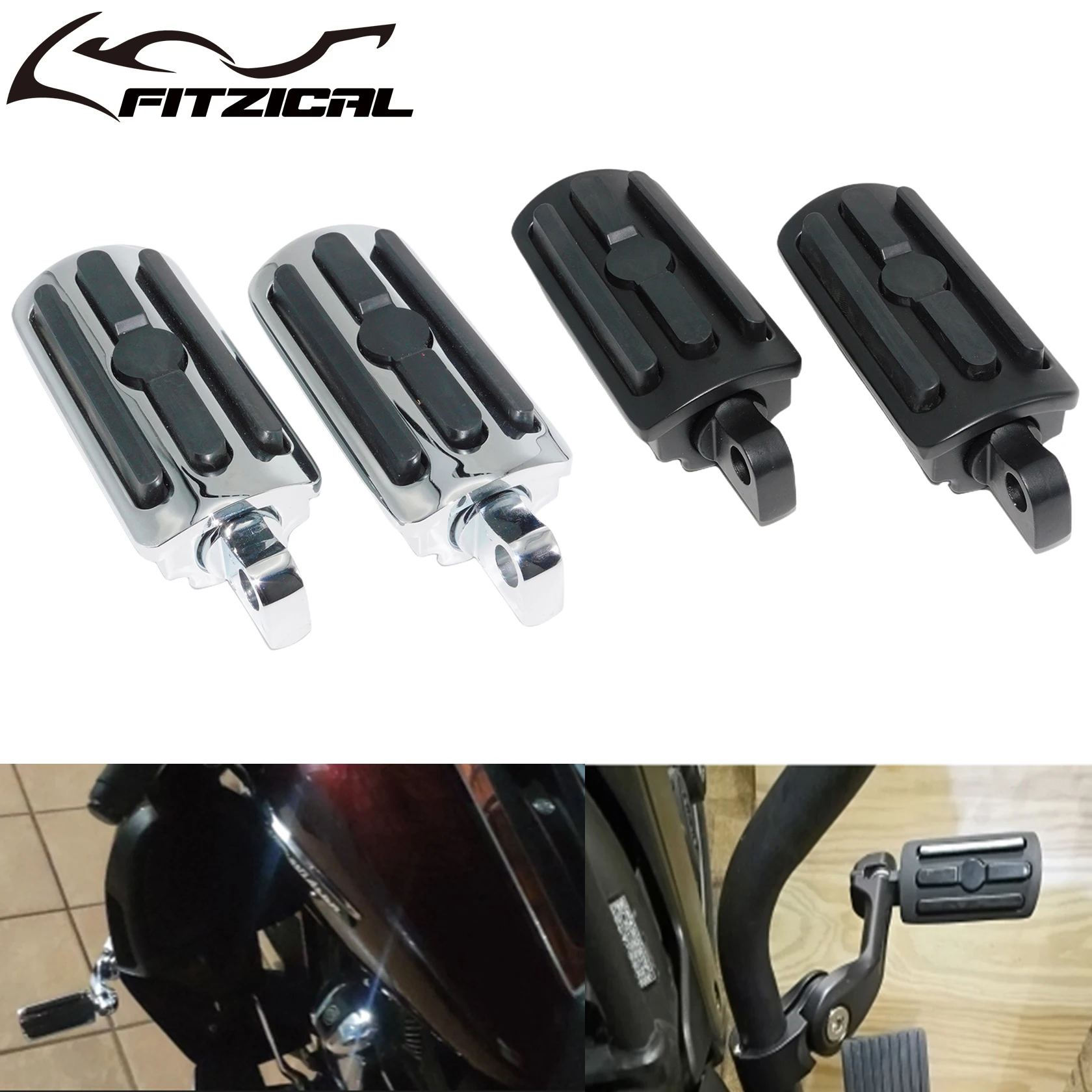 Motorcycle Black/Chrome Foot Rest Highway Foot Pegs Aluminum For Harley Dyna Sportster XL Softail Breakout Touring Street Glide