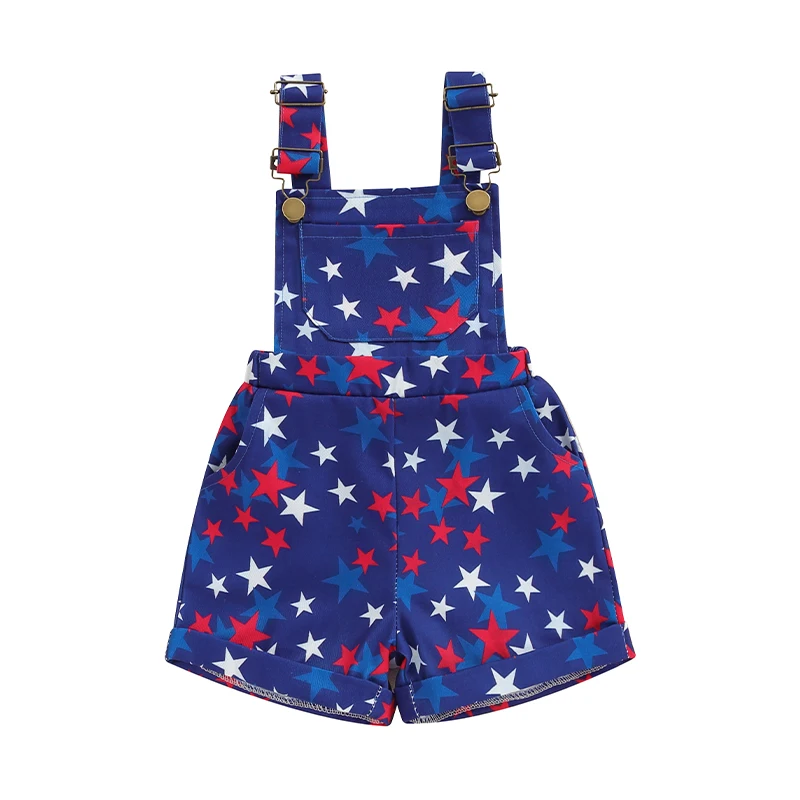 Baby Girl Boy 4th Fourth of July Outfit American Flag Overall Shorts Suspender Jumpsuit Infant Memorial Day Clothes