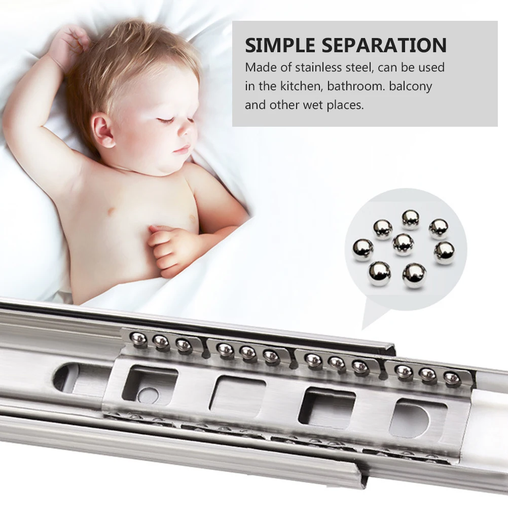 

2pcs Stainless Steel Ball Bearing Slides Full Extension Three Section Drawer Rail Mute Buffer Damping For Bathroom