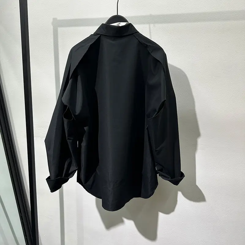 Japanese Shirt Men's Design Dark Fashion Fake Two-Piece Simple Avant-Garde Loose Long Sleeve