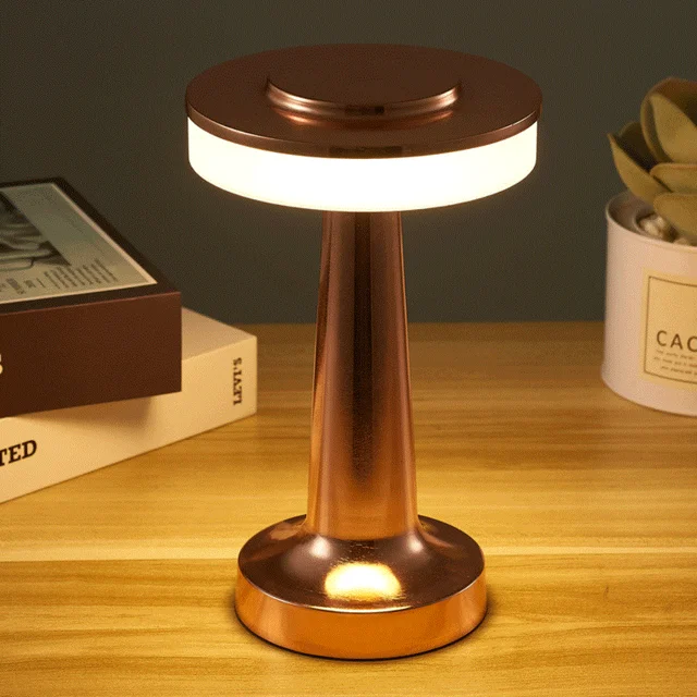 Retro Table Lamp Metal Touch Decor for Bar Coffee Restaurant Decoration Light Desk LED Rechargeable Night Light Bedroom Decor image 3