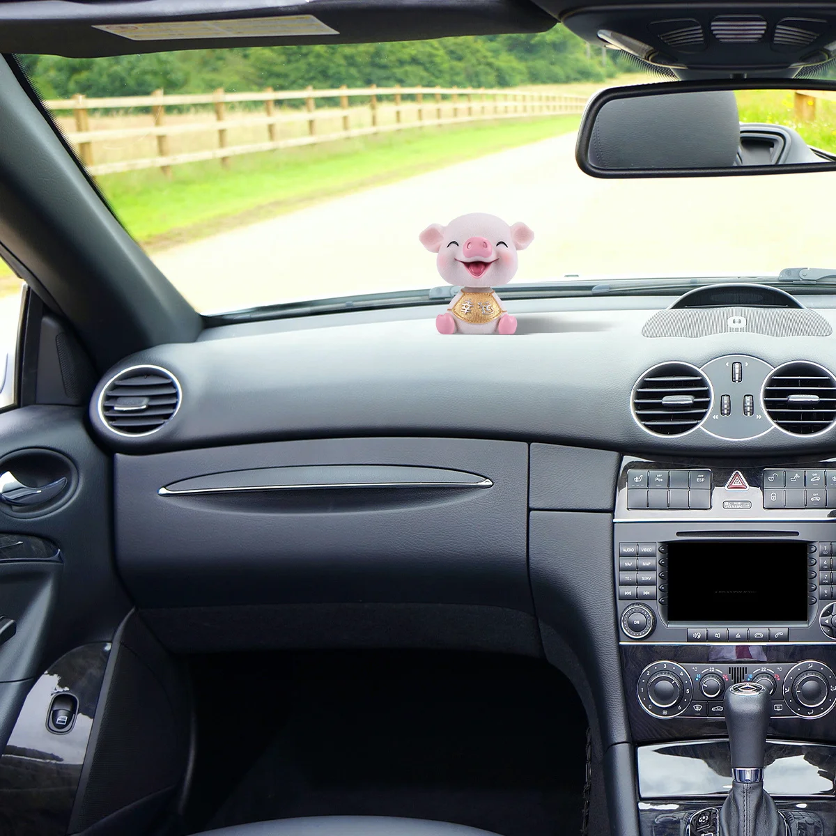 

1Pcs Shaking Head Pig Car Dashboard Ornament Resin Vehicle Interior Decor Mini Decoration Cute Pig Dashboard Luck Style