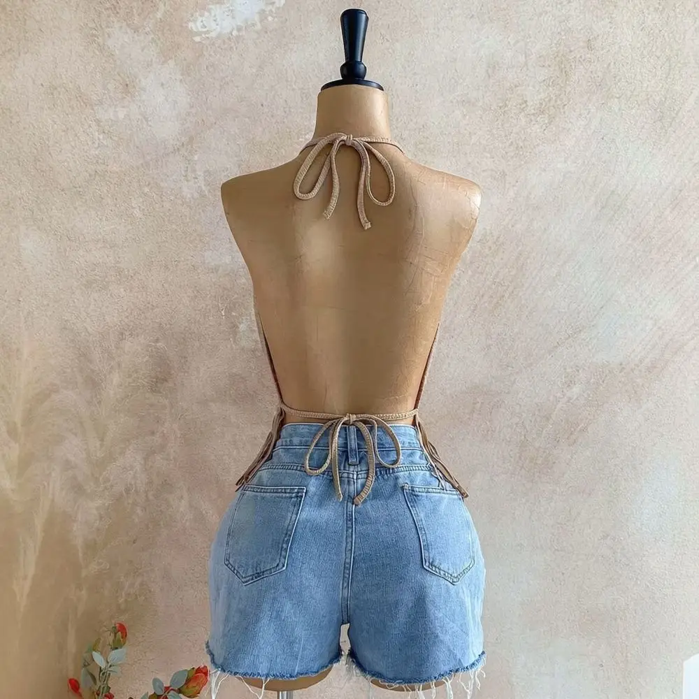 Elegant Sexy Halter Top Womens Sleeveless Cowl Neck Backless Slim Fit Tank Vest Summer Beach Holiday Streetwear Shirt