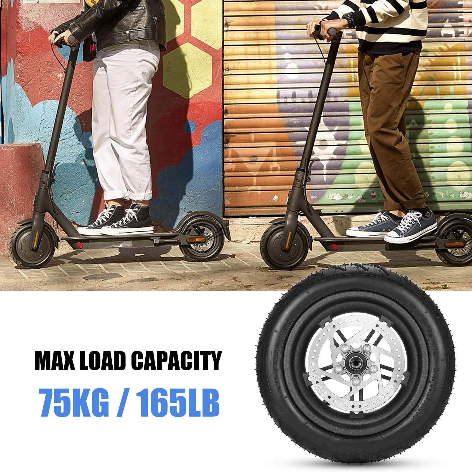 8.5 inch Electric Scooter Rear Tire with Wheel Hub Disc Brake Set Inflatable Electric Scooter Wheel Replacement for Xiaomi M365