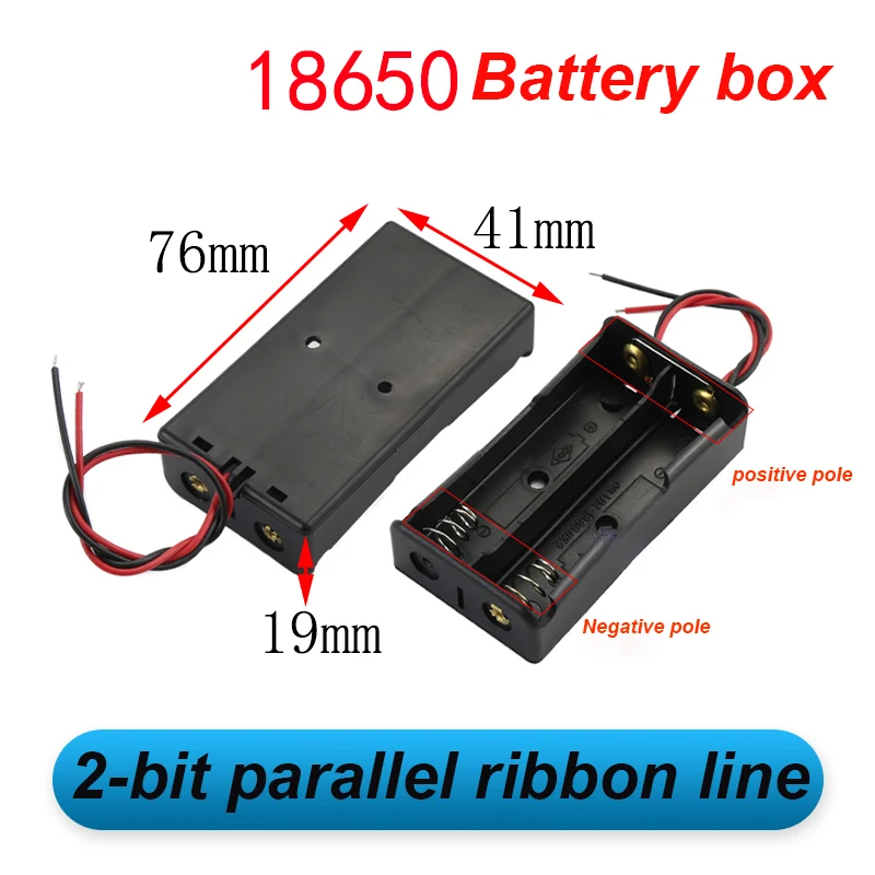 

1PCS 2-bit 18650 Battery Box With Line Parallel 2x3.7V Lithium Battery Storage Box Plastic Bin Charging Base