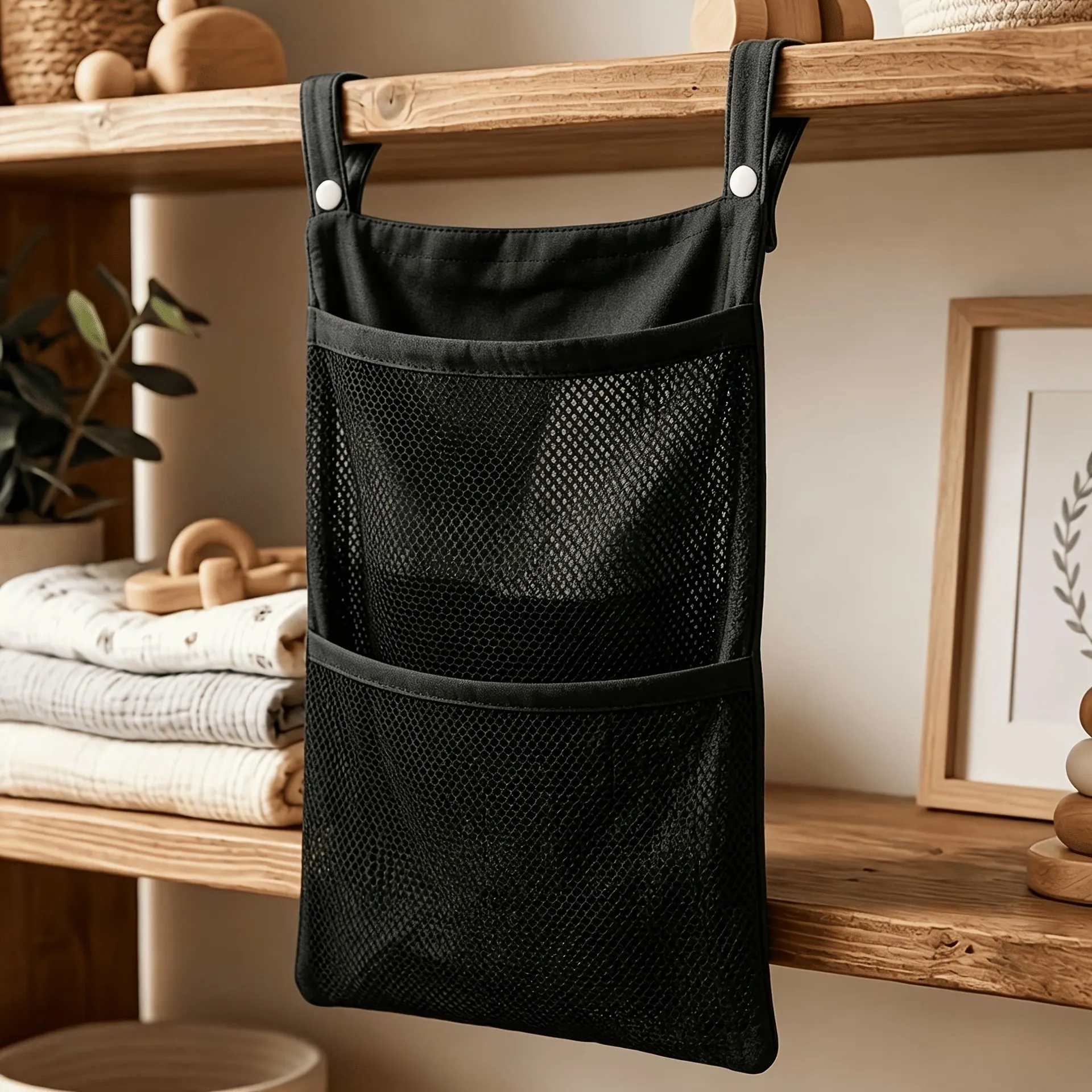Crib Storage Bag Stroller Hanging Bag Multi-functional Net Pocket Baby Diaper Bag Bottle Nappies Organizer Stroller Accessories