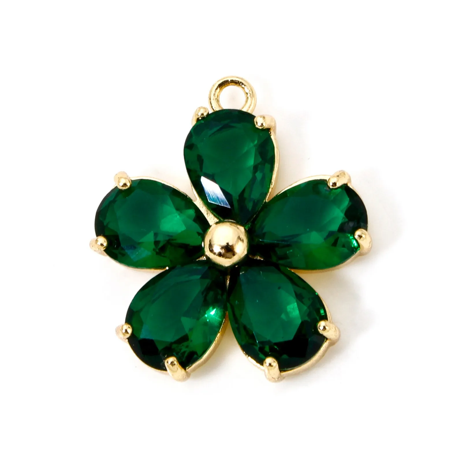 1pc Neue Messing Charms Gold Farbe Blume Mehrfarbige Glas Anhänger DIY Halskette Ohrringe Für Frauen Schmuck Erkenntnisse 21mm x 18,5mm – Detail 8