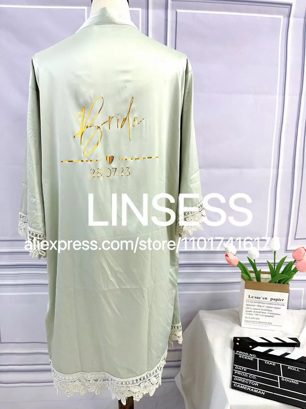 Personalised Satin Lace Robe Bridesmaid Robes Wedding Robe Bride Gift Bride Robe Bridesmaid Gift Bride Dressing Gown Bridal