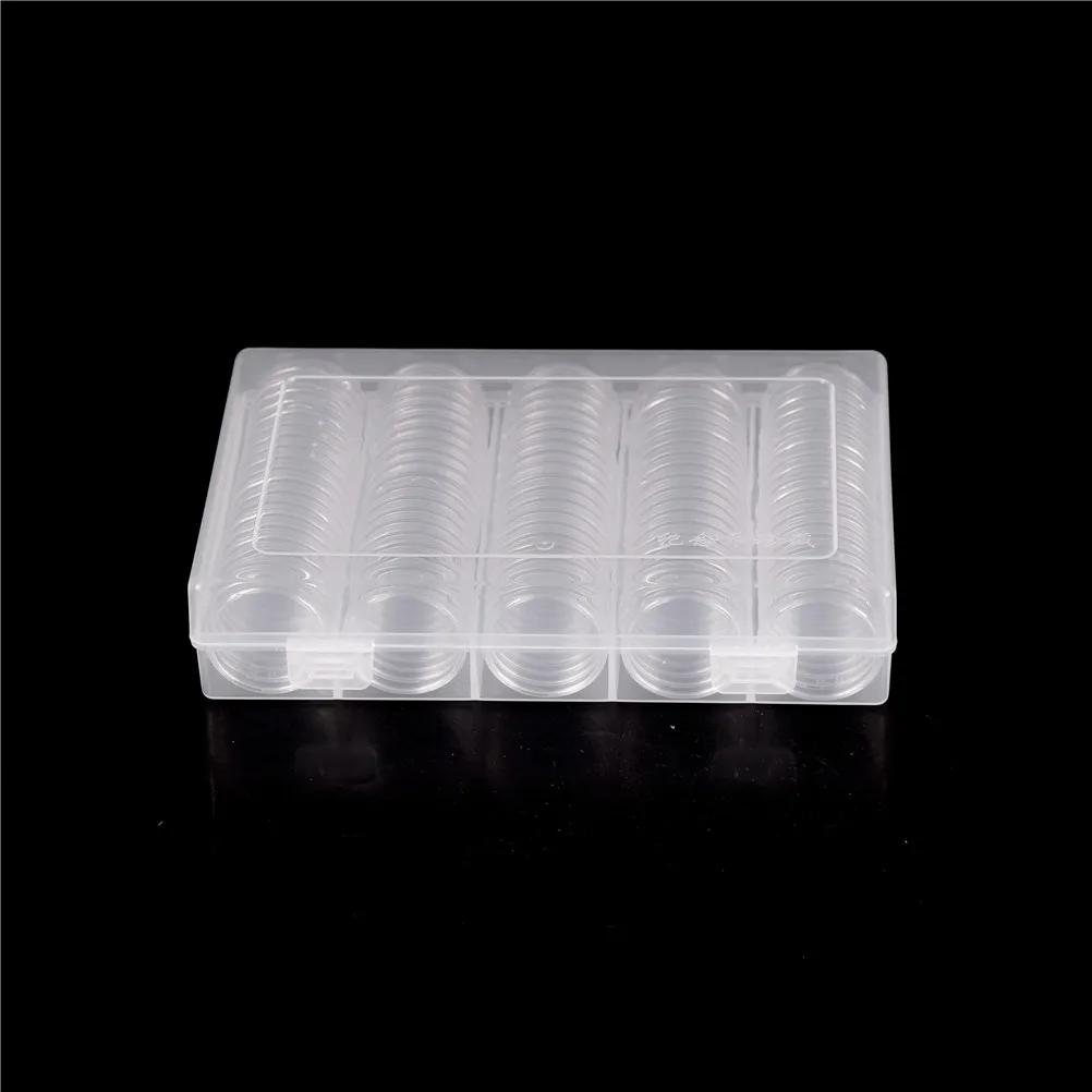 High Quality 100pcs Clear Coin Capsules Coin Case Holders 27mm Round Storage Boxes