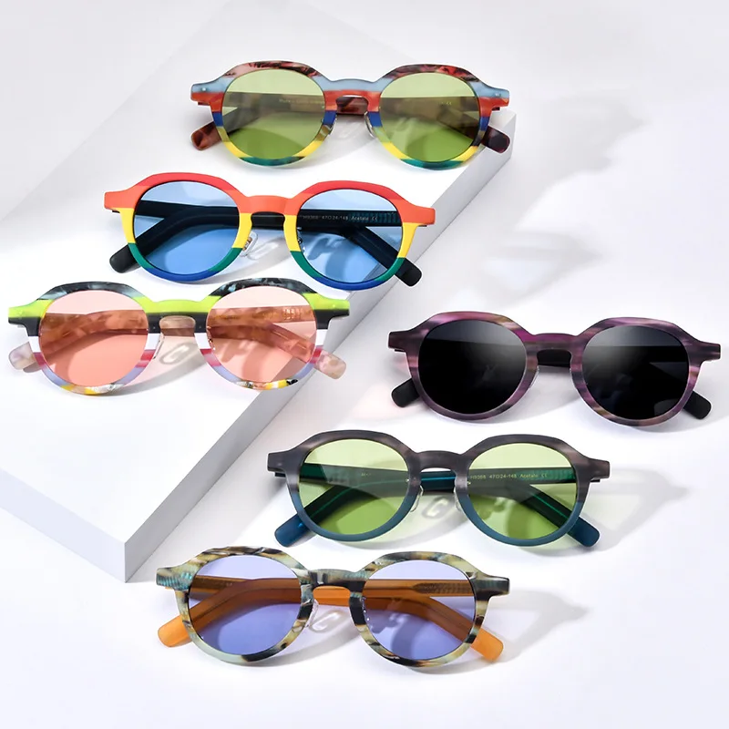 Niche personality square frosted sunglasses polarizing UV400 fashion literary colored glasses trend light colored driving glasse