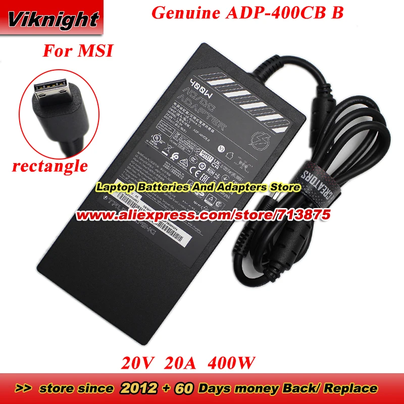 New Genuine 100% ADP-400CB B AC Adapter 20V 20A 400W for MSI Titan 18 HX A14VIG i9-14900HXRTX4090 A14VIG-053AU CREATOR PRO X18