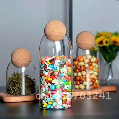 Ball Home Cork Lead-free Glass Jar with Lid Bottle Storage Tank Sealed Tea Cans Cereals Transparent Storage Jars Coffee Contains