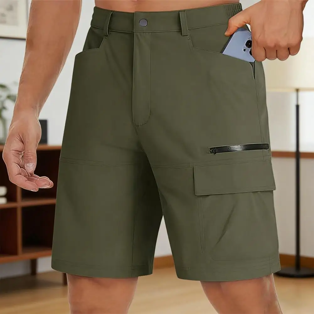 

Men Cargo Shorts Multi-Pocket Design Outdoor Travel Shorts Pure Color Wide Leg Summer Casual Short Pants