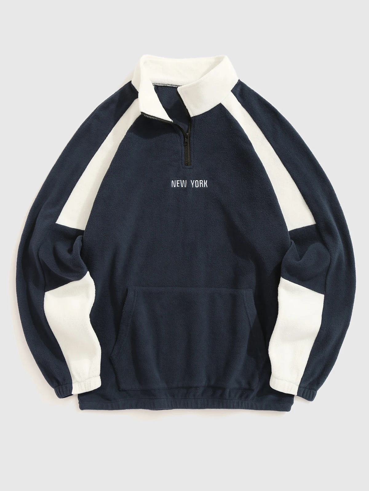 

Мужская толстовка на молнии с рукавами реглан и цветными блоками, повседневный пуловер стандартной посадки с вышивкой букв и карманом-стойкой на воротнике для осени и Wi