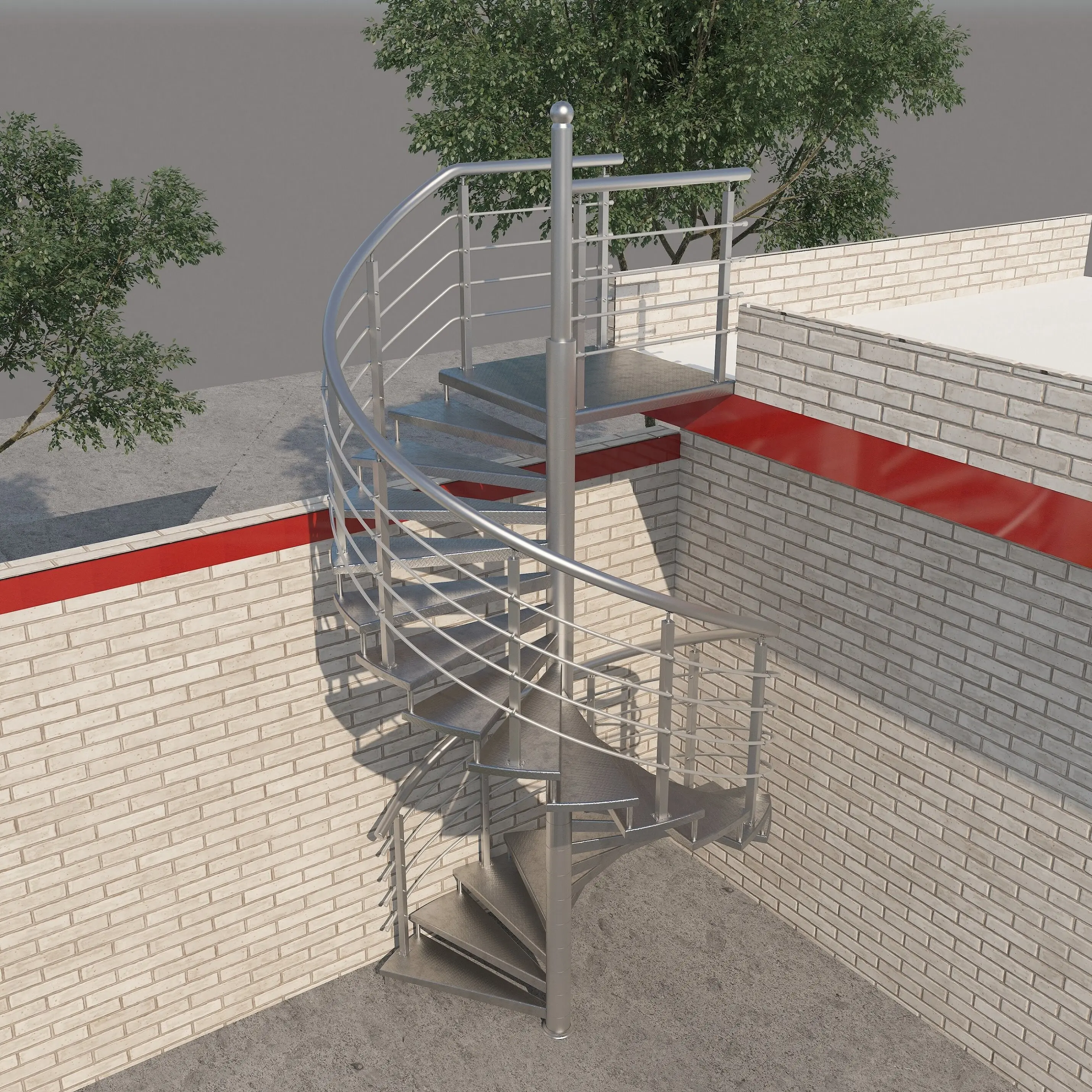 Outdoor 304 stainless steel spiral staircase Outdoor household curved staircase bold and thicker