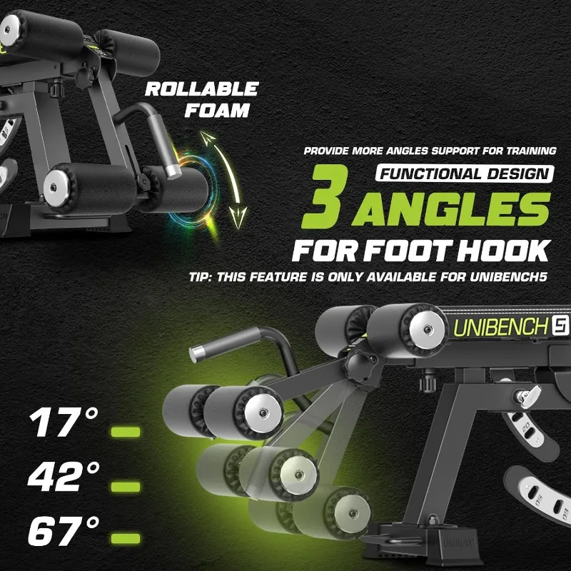 Weight Bench, Workout Bench for Home Gym with 1200LBS Weight Capacity, Adjustable Back/Seat/Foot Hook for Bench Press Strength T