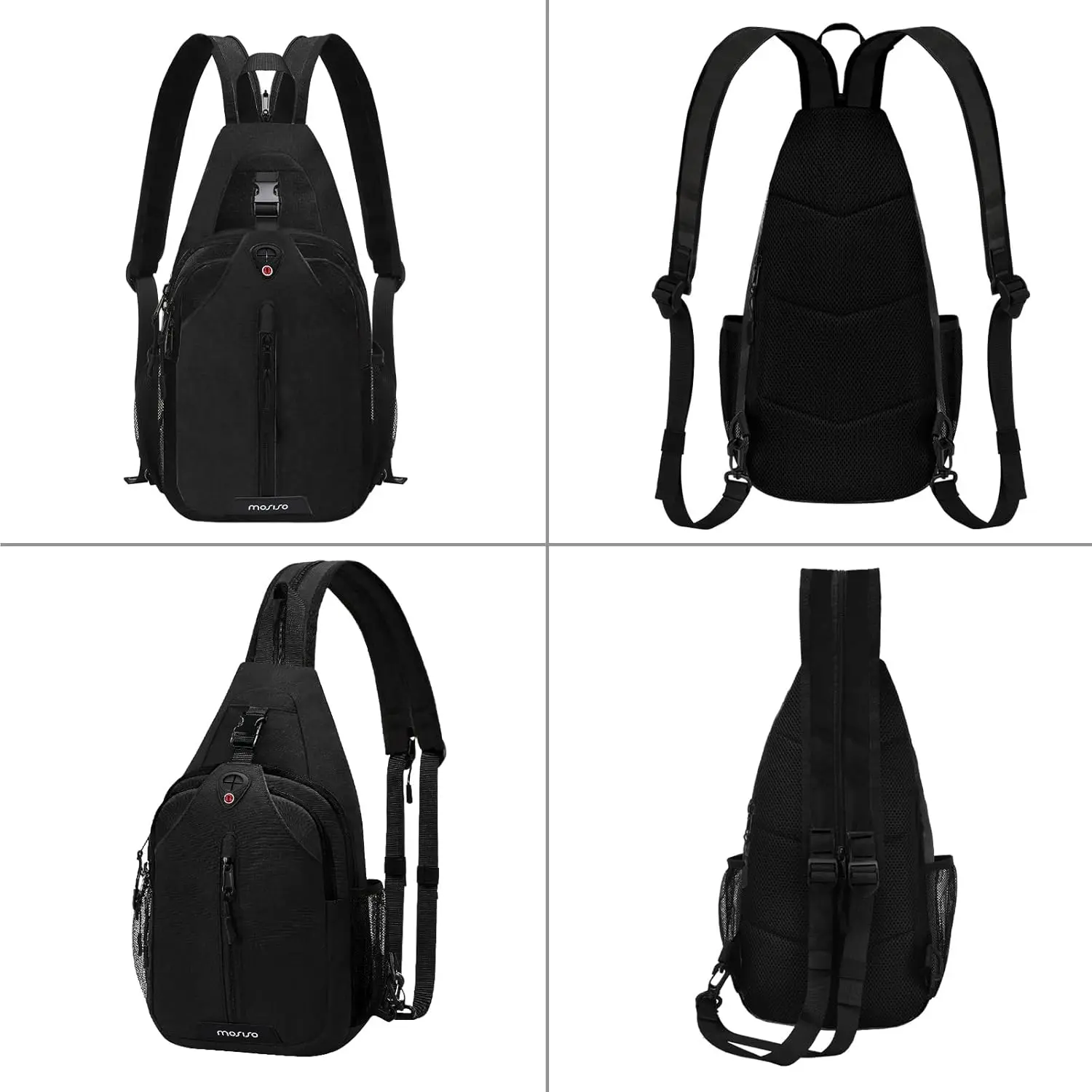 Mosiso bolsa de ombro peito masculina, bolsa tipo estilingue de camada dupla para esportes ao ar livre, caminhadas, bolsa crossbody casual para viagem, mochila feminina