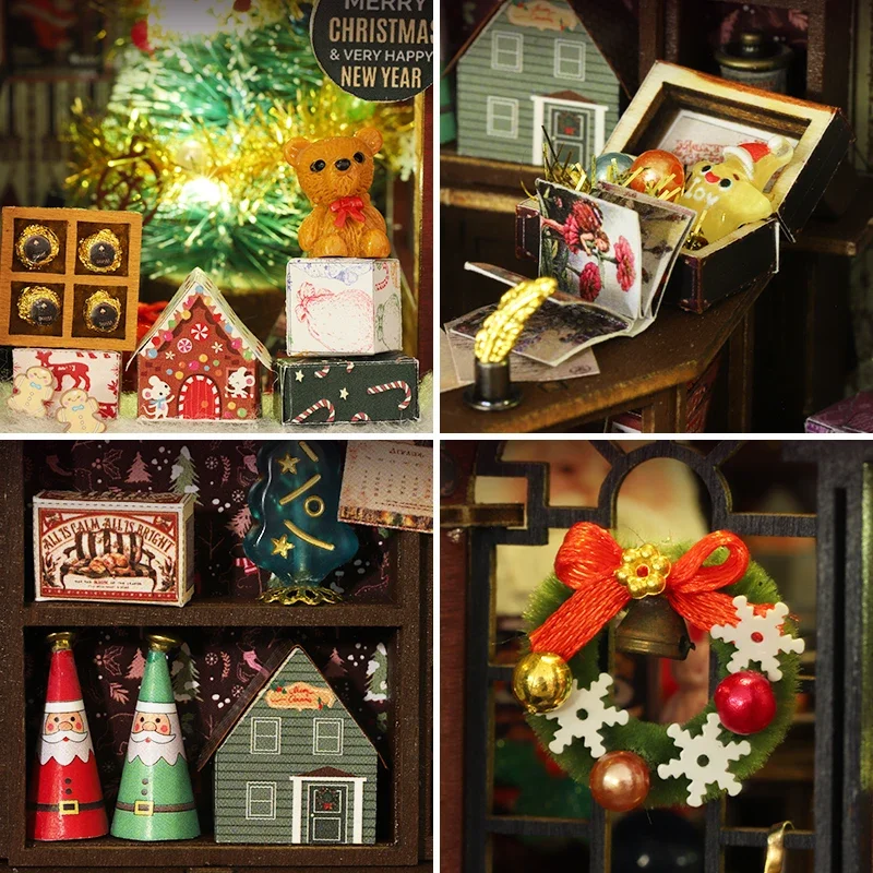 จุดคริสต์มาส Wonderland DIY Cottage Handmade ไม้ Magic Shop อินเทรนด์ Play ประกอบเคลื่อนย้ายเครื่องประดับอะนิเมะคอลเลกชัน