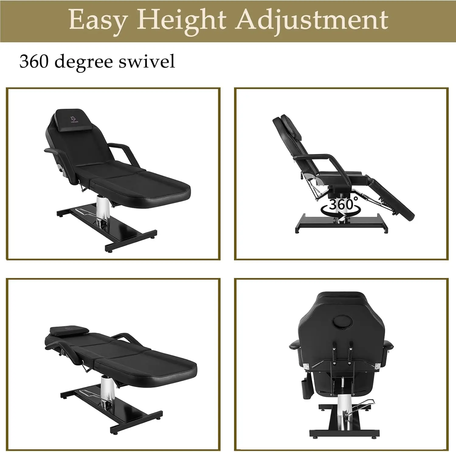 Hydraulic Facial Chair Tattoo Chair Adjustable Professional for Esthetician Beauty Lash Extensions Spa Table Esthetician