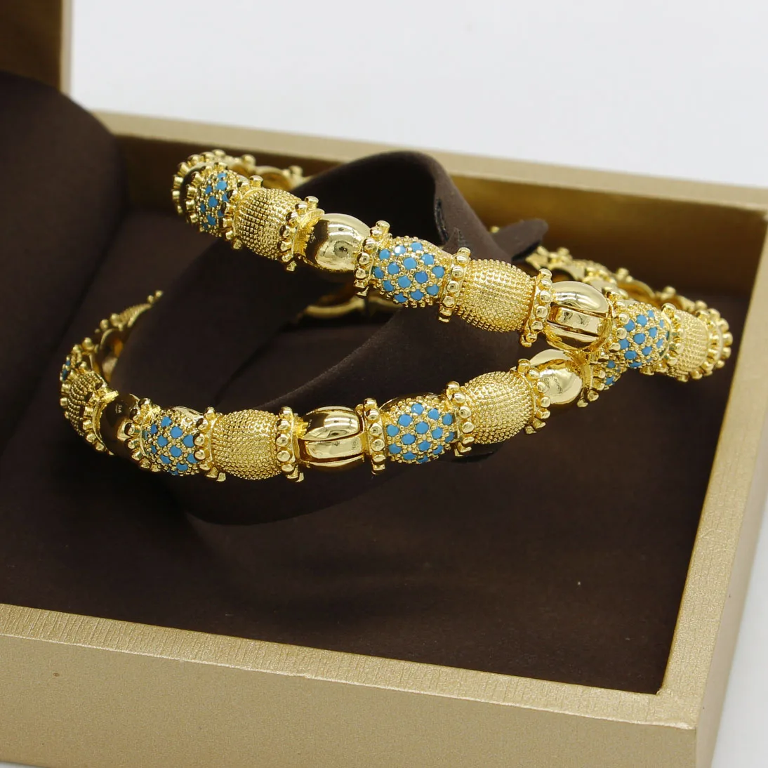 Adixyn 24k Dubai Gold Color/Cubic Zirconia Bangles Bracelet For Women Girl African Eritrea Bridal Wedding Bangels Jewelry Gifts
