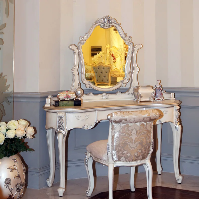 Bedroom French birch makeup table Korean pastoral photo studio dressing table mirror combination furniture