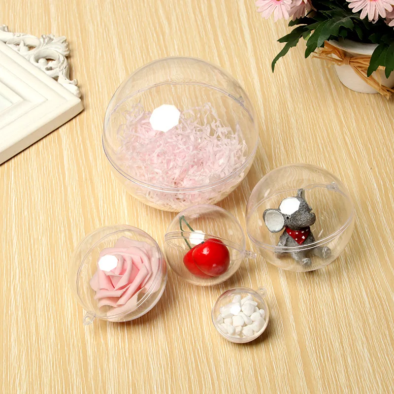 5-12cm Clear Christmas Ball Transparent Fillable Bauble Xmas Tree Hanging Ornament Home Wedding Party DIY Deocr Xmas Gift Box
