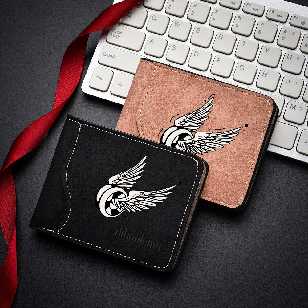 The Men's Fashionable Double-fold Wallet Is Made of PU Leather and Is an Ultra-thin Mini Wallet Suitable for Teenagers.