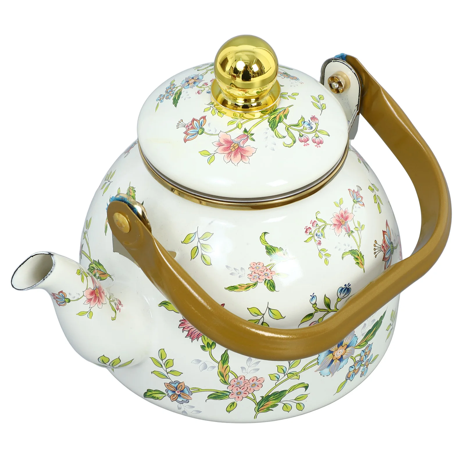 

Enamel Teapot 1L Pink Thickened Stovetop Kettle Handle Water Container Hotel Teakettle Vintage Pot Camp Cookware