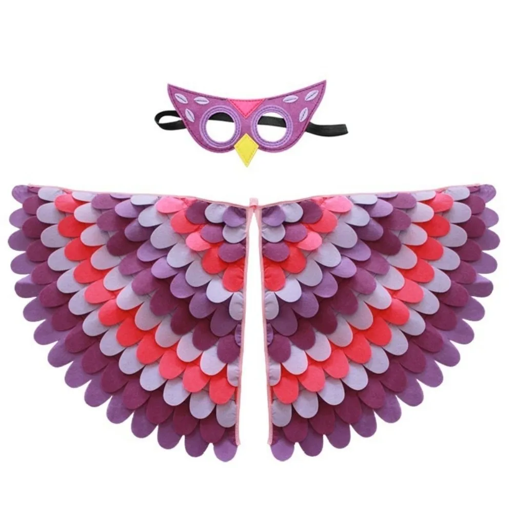 Creative Felt Cloth Halloween Cloak with Mask Bird Wings Robe Halloween Children Costume Cosplay Owl Cape Mask Set Children
