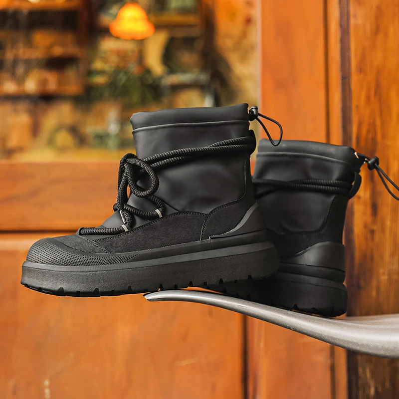 

Men High Top Boots PU Solid Color Thick Sole Comfortable Fashionable Casual Men Boots