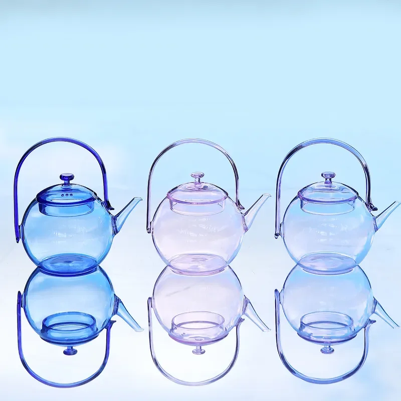 Heat Resistant Glass Teapot with Beam Handle for Kung Fu Tea Ceremony Cold Brew Coffee Pot Stovetop Safe Boiling Water Jug