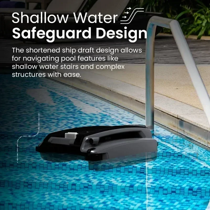 Solar Powered Robotic Pool Skimmer with Dual Charging Options and 30-Hour Continuous Cleaning Battery Power